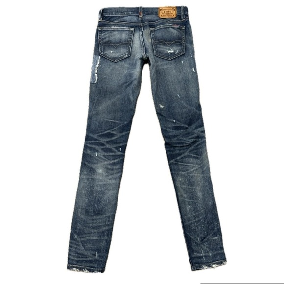 ππͺ‘ POLO RALPH LAUREN Tompkinsβ Skinny Patch Cigarette Jeans | Sz 26 Distressed - Picture 2 of 8